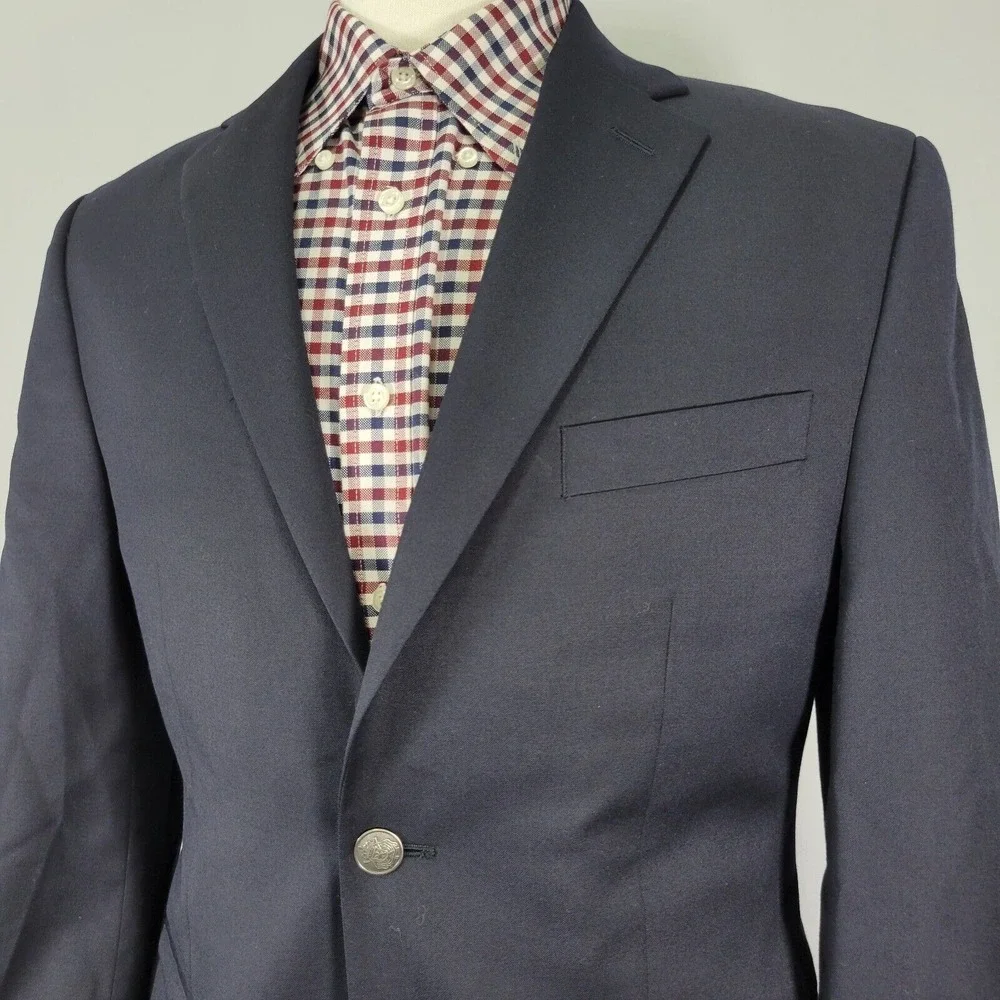 Michael Kors‎ Men's Sport Coat Blazer Two Button Deep Navy Twill Wool Poly 38S